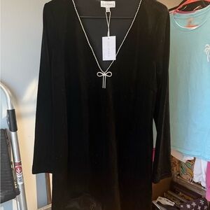 Lucy Paris Black Dress with Pearl Bow Detail